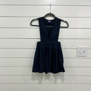 French Toast Girls V-Neck Pleated Jumper, Navy